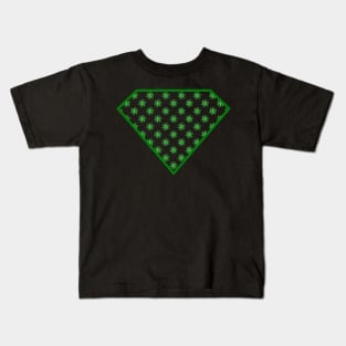 Yin Yang Diamond Design - Green Color with a Ball Effect Pattern Kids T-Shirt